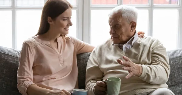 woman using what not to say to a stroke survivor to better communicate with her father