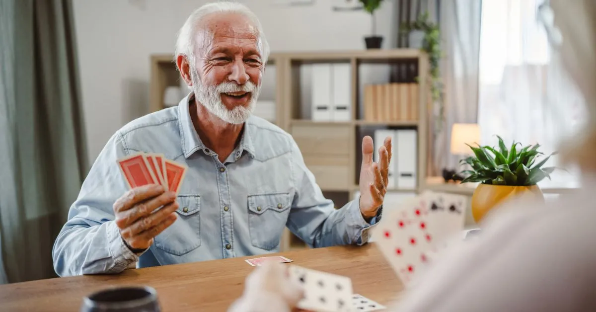 man playing game to improve his memory after a stroke
