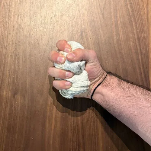 passive stretch with towel for hand spasticity after stroke