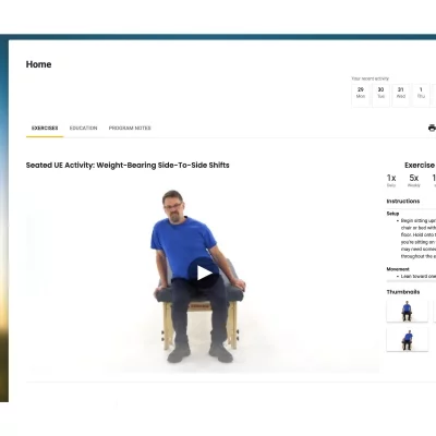 medbridge virtual physical therapy product image home dashboard