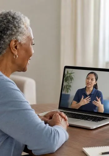 woman watching the flint rehab stroke survivor webinars