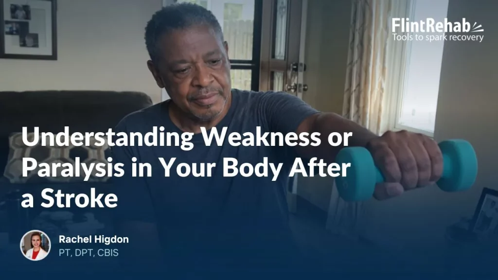 webinar image card for understanding weakness after stroke and how to continue recovery at home