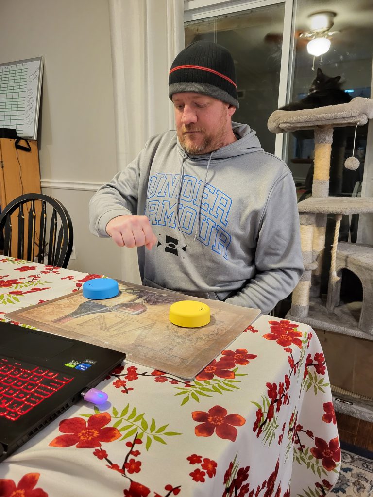 Mark using FitMi in his living room