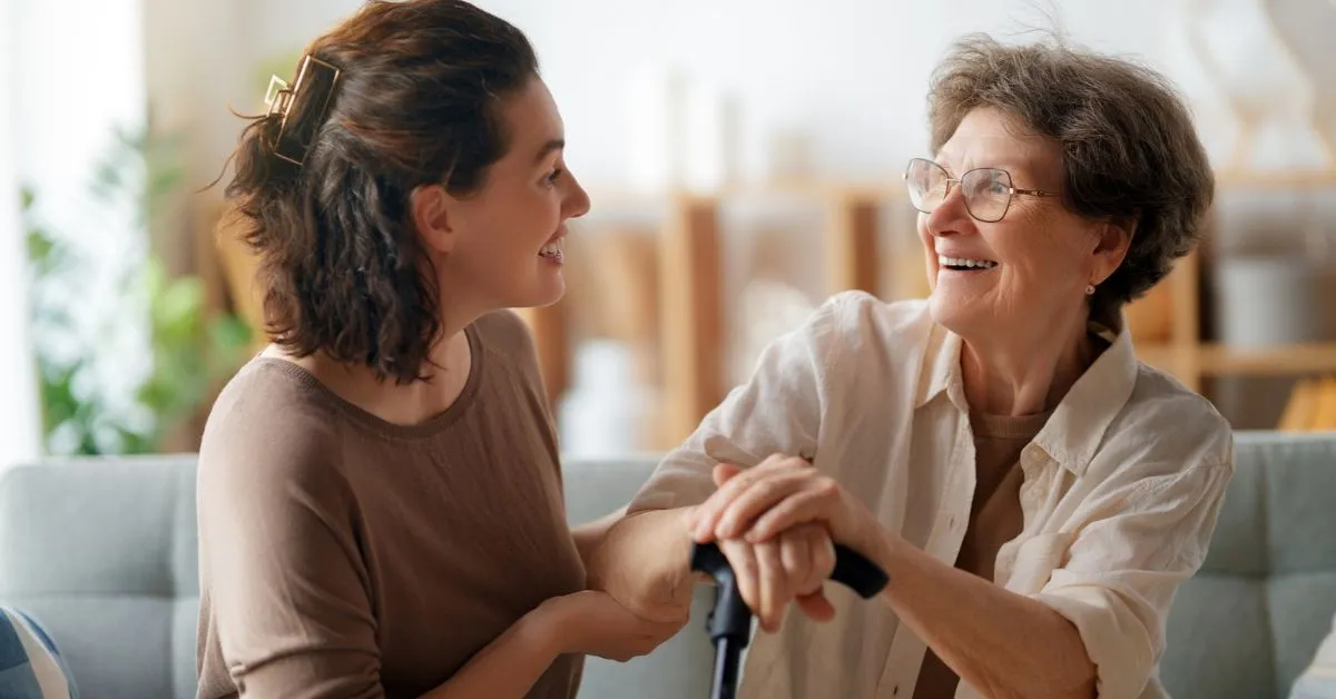 woman asking a potential caregiver interview questions