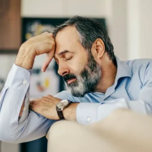 man showing fatigue after a stroke