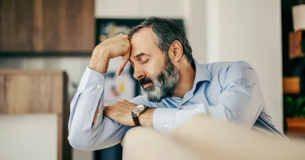 man showing fatigue after a stroke